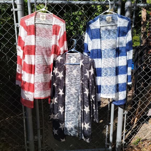 Set of 3 Tees2urdoor Americana Sheer Sweaters 1 Stars, 2 Stripes - Size L/XL - Picture 1 of 4